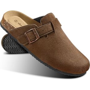 KEMISANT Women Clogs Comfortable Mules Clogs Sandals Slippers Men Women-Suede Upper Cushioned Cork-Footbed