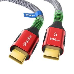 120Gbps Bandwidth for Thunderbolt 5 Cable 1.6FT, Support 80Gbps, PD 240W, 16K / 8K@60Hz, 4K@540Hz, USB C Video Display Cable for Thunderbolt 4/3, iPhone 16/15, Docking, SSD, USB4