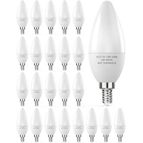 PARTPHONER E12 LED Light Bulbs B11 Candelabra Bulbs 60W Equivalent, Non-Dimmable 6W LED Candle Chandelier Bulb 600 Lumen, 5000K Daylight White, Pack of 6