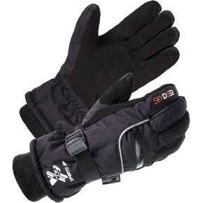 SKYDEER 100% Waterproof and -40°F Cold Proof Genuine Deerskin Suede Leather Ski Gloves for Extreme Cold Condition (SD8650T)