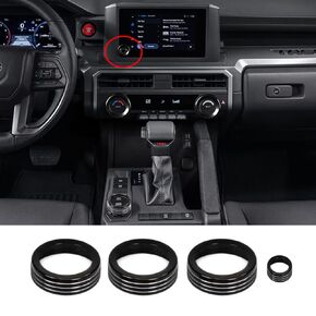for Toyota Tacoma 2024 2025 for Toyota 4Runner 2025 with 14’’Screen Air Conditioner AC Switch Audio Dirve Button Knob Cover Rings Aluminum Alloy Accessories (Red)