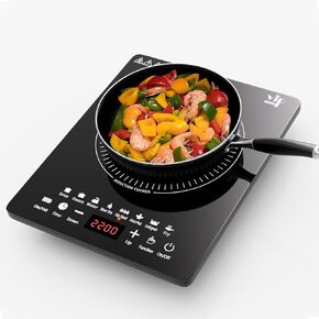 Portable Induction Cooktop, Countertop Burner with Multi-Function, 2200w Electric Stove with Easy Clean Glass, 8 Modes Sensor Touch Cooker (NJ1)