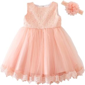 Coozy Baby Girls Dress Infant Princess Christening Baptism Party Birthday Formal Dress (Pink (Style 3), 6M/6-12months)