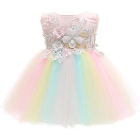 Coozy Baby Girls Dress Infant Princess Christening Baptism Party Birthday Formal Dress (Rainbow (Style 6), 18M/16-20months)