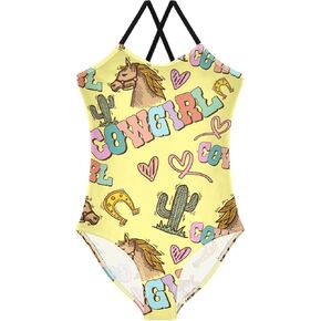 Girls Summer Swimwear Ice Cream Cartoon Duck Toddler Girls One-Piece Swimsuit 3-10T