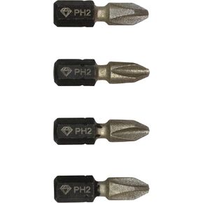 Disston Diamond Grit Screwdriving Insert Bit, 2 Phillips, 1 inch, 4-Pack E0103708