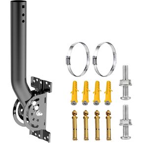 Heavy Duty Pivot Antenna Mount Bracket, J-Pipe Solid Mast (1.38'' x 12'' Pole) for Wall, Eave or Roof Mounting, Compatible with Outdoor TV Antennas, WiFi Extender, Weather Stations, Starlink