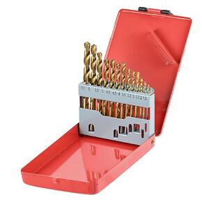 Drill Bit Set, 13Pcs 1/16-1/4 inch Titanium Coating High-Speed Steel Metal Drill Bits Kit with Round Shank for Cast Iron, Hardened Metal, Stainless Steel, Plastic and Wood