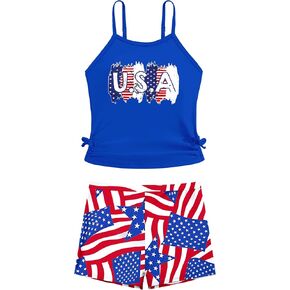 NAPU Girls Tankini ملابس السباحة الاستوائية للفتيات مع Boyhort 2 قطعة ثوب السباحة للفتيات مجموعة ملابس السباحة 5-12 سنة in Kuwait
