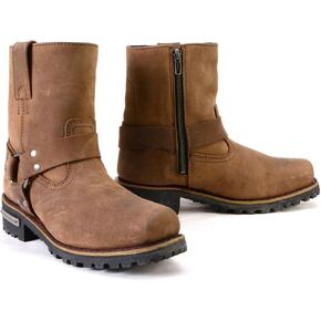 Milwaukee Leather MBL9353 Women’s Crazy Horse Brown Leather Motorcycle Rider Short Harness Boots