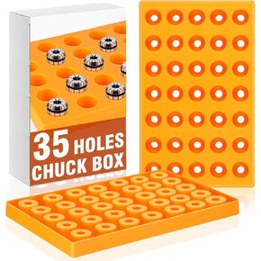 Weysat 35 Holes Chuck Box ER32 SK2 C32 Collet Storage Box, Collet Rack Holder, CNC Machining Parts Holder Plastic Finishing Rack Tool