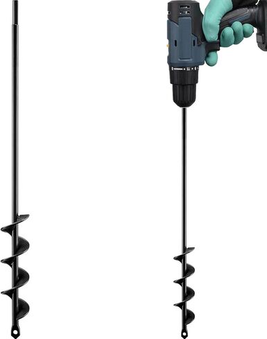 Auger Drill Bit for Planting, 1.6 x 16.5 Inch Garden Auger Spiral Drill Bit for 3/8" Hex Drive Drill Bulb Planter Tool for Post Hole Planting Flower Bulb Auger,Bedding Plants, Umbrella Holes Black in Saudi Arabia