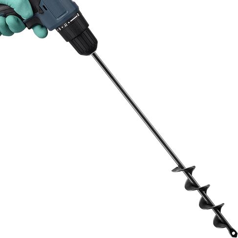 Auger Drill Bit for Planting, 1.6 x 16.5 Inch Garden Auger Spiral Drill Bit for 3/8" Hex Drive Drill Bulb Planter Tool for Post Hole Planting Flower Bulb Auger,Bedding Plants, Umbrella Holes Black in Saudi Arabia