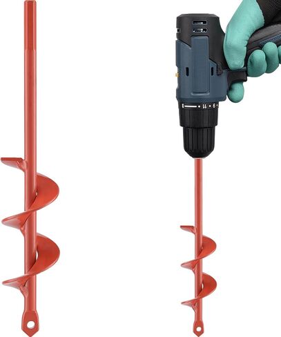 Auger Drill Bit for Planting, 1.6 x 16.5 Inch Garden Auger Spiral Drill Bit for 3/8" Hex Drive Drill Bulb Planter Tool for Post Hole Planting Flower Bulb Auger,Bedding Plants, Umbrella Holes Black in Saudi Arabia