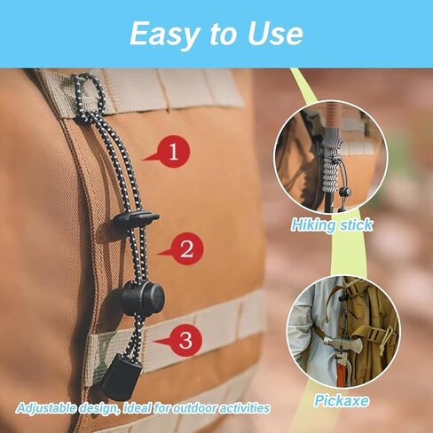 NIIIYTYB 6 Pcs Backpack with Trekking Pole Holder Adjustable Bungee Rope Lanyard Elastic Quiver Straps for Backpacking Climbing Hiking Walking Sticks Replacement Bag Strap Parts (Black) in Saudi Arabia