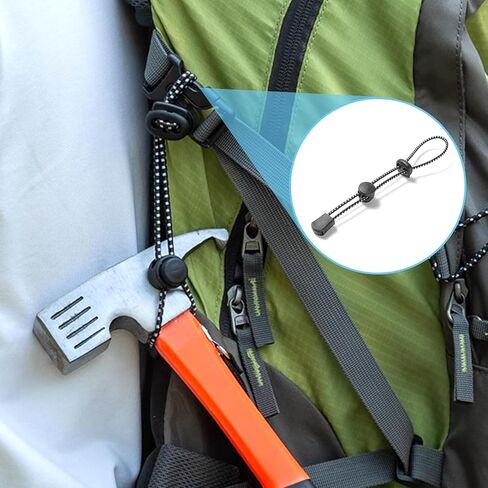 NIIIYTYB 6 Pcs Backpack with Trekking Pole Holder Adjustable Bungee Rope Lanyard Elastic Quiver Straps for Backpacking Climbing Hiking Walking Sticks Replacement Bag Strap Parts (Black) in Saudi Arabia