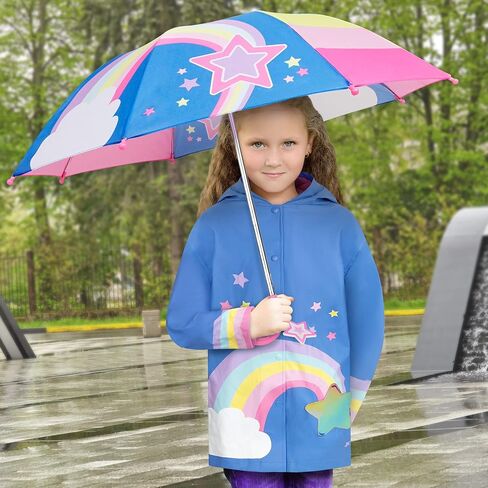addie & tate Kids Umbrella for Girls and Boys & Rain Coats Set -Toddler Umbrellas Kids Raincoat Boys Girls Jacket in Saudi Arabia