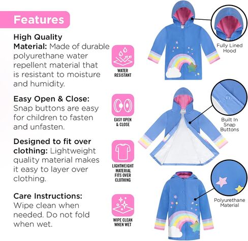 addie & tate Kids Umbrella for Girls and Boys & Rain Coats Set -Toddler Umbrellas Kids Raincoat Boys Girls Jacket in Saudi Arabia