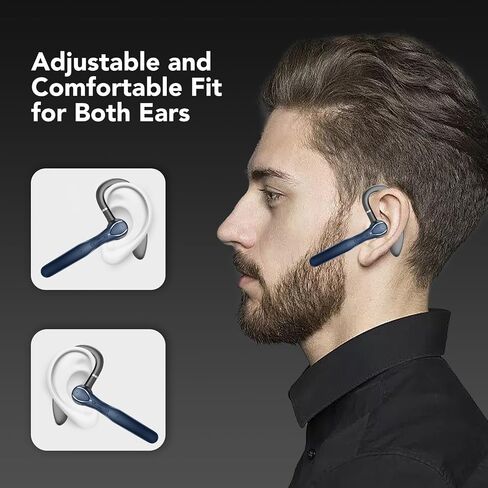 FAMOO Bluetooth Headset, Wireless Bluetooth Earpiece V5.3 with ENC Mic, 100 Hours Talktime Hands Free Single Ear Headset, Charging Case LED Display, Headphones for Truker, Business, Office in Saudi Arabia