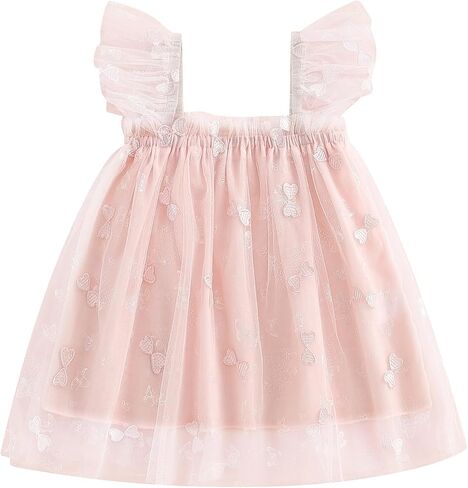 Toddler Baby Girl Bow Dress Sleeveless Butterfly Tulle Lace Ruffles Dress Fairy Layered Ruffle Party Princess Dress in Saudi Arabia