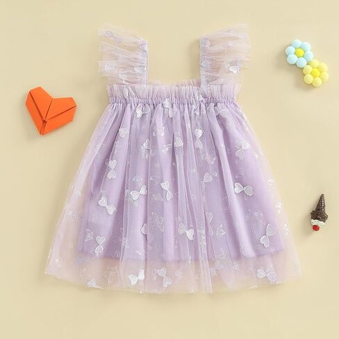 Toddler Baby Girl Bow Dress Sleeveless Butterfly Tulle Lace Ruffles Dress Fairy Layered Ruffle Party Princess Dress in Saudi Arabia