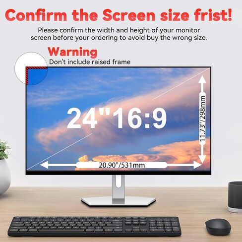 22 Inch Privacy Screen for Monitor for Widescreen Monitor - Anti Glare - Blue Light Filter - Anti-Scratch Protector with 16:10 Aspect ratio (2 PACK) in Kuwait
