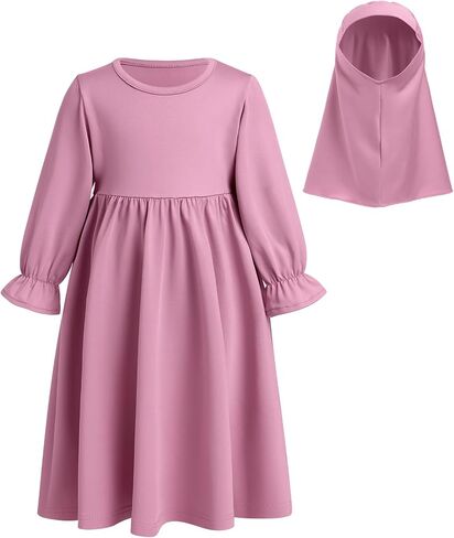 IWEMEK 2PCS Newborn Baby Girls Muslim Abaya Prayer Dress with Hijab Islamic Middle East Arab Dubai Robe Ramadan Eid Clothes in Saudi Arabia
