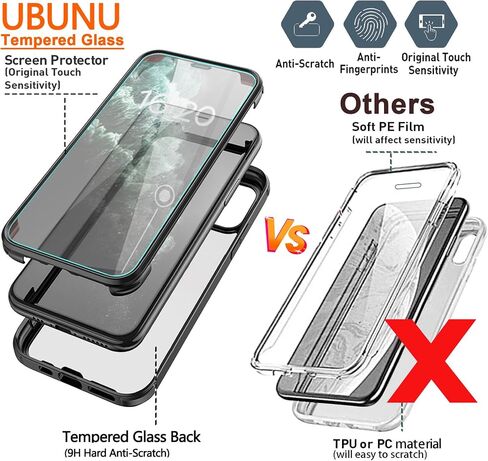 حافظة UBUNU لهاتف iPhone 12 Pro Max مع واقي شاشة مدمج من الزجاج المقسى وطبقة مزدوجة مطورة 360 درجة لكامل الجسم حافظة هاتف شفافة لهاتف iPhone 12 Pro Max 6.7 بوصة للرجال والنساء - أزرق in Saudi Arabia