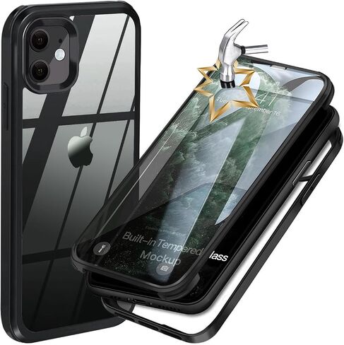 حافظة UBUNU لهاتف iPhone 12 Pro Max مع واقي شاشة مدمج من الزجاج المقسى وطبقة مزدوجة مطورة 360 درجة لكامل الجسم حافظة هاتف شفافة لهاتف iPhone 12 Pro Max 6.7 بوصة للرجال والنساء - أزرق in Saudi Arabia