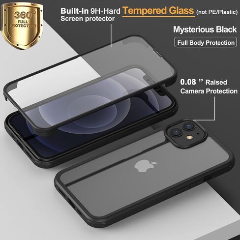 حافظة UBUNU لهاتف iPhone 12 Pro Max مع واقي شاشة مدمج من الزجاج المقسى وطبقة مزدوجة مطورة 360 درجة لكامل الجسم حافظة هاتف شفافة لهاتف iPhone 12 Pro Max 6.7 بوصة للرجال والنساء - أزرق in Saudi Arabia