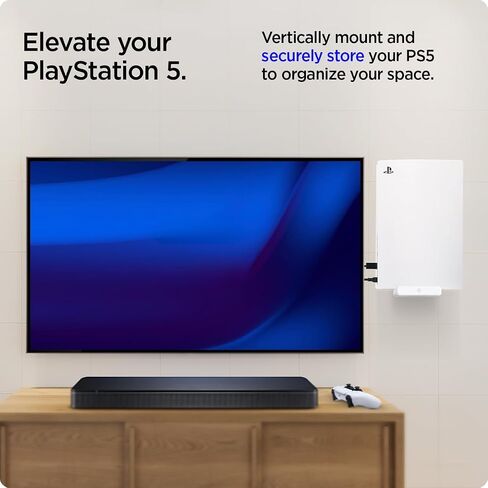 Spigen Wall Mount for PlayStation 5 Pro and Slim Console, Easy and Secure Installation and Mounting, PS5 Pro/Slim Stand and Accessories, Compatible with Disc Drive - White (Not Compatible with Original PS5) in Saudi Arabia