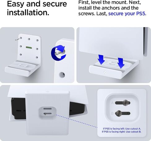 Spigen Wall Mount for PlayStation 5 Pro and Slim Console, Easy and Secure Installation and Mounting, PS5 Pro/Slim Stand and Accessories, Compatible with Disc Drive - White (Not Compatible with Original PS5) in Saudi Arabia