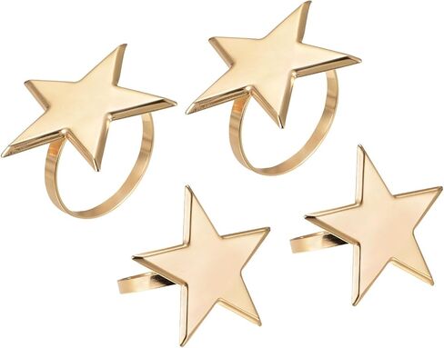 uxcell Metal Napkin Rings Set of 4, Star Napkin Ring Holder Buckle for Dining Table Decorations Wedding Birthday Holiday Party, Gold Tone in Saudi Arabia