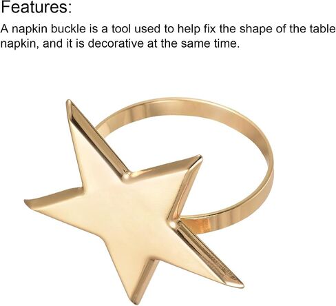 uxcell Metal Napkin Rings Set of 4, Star Napkin Ring Holder Buckle for Dining Table Decorations Wedding Birthday Holiday Party, Gold Tone in Saudi Arabia