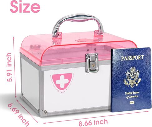 Medicine Lock Box With Key,orange,8.46 * 5.87 * 5.51 Inch locked Medicine Box with Child Safe Lock in Saudi Arabia