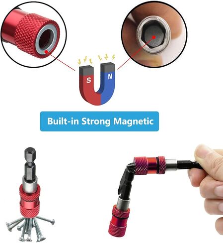 4PCS Magnetic Bit Holder with Phillips PH2 Screwdriver Bits, 1/4 Inch Hex Shank Driver Bits Adjustable Depth Screw Holder 60mm Length Drywall Screw Bits (Red+Blue) in Saudi Arabia