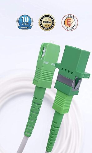 Elfcam® - 5m/16.4ft Fiber Optic Cable Singlemode SC/APC to SC/APC, Delivery with The Coupler for Extending Fiber Optic Cable, Compatible with FTTH Cable, White, 5 Meters in Saudi Arabia