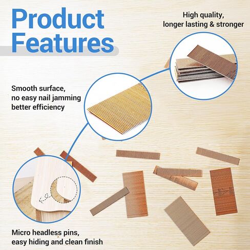 meite 23 Gauge Pin Nails, 3/4-Inch Micro Headless Piner Nails - Copper Plated 23GA Pins Nails for Nail Gun, Ideal for Fine Woodworking and Trim Work (10,000 PCS) in Saudi Arabia