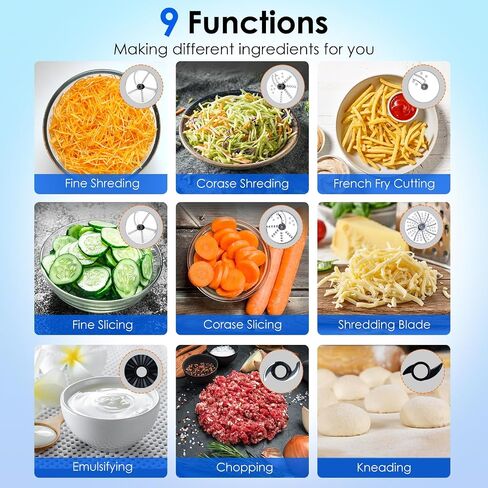 Davivy 16 Cup Food Processor Blender Combo,10-in-1 Multifunction 3.8L Meat Processor Bowl 6 CUP(50 oz) Glass Blender & Filter,600W with 2 Speeds Plus Pulse Vegetables Chopper for Home Use,Black in Saudi Arabia