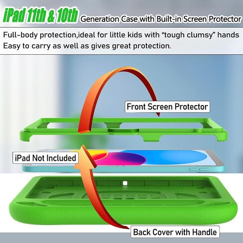 LTROP Kids Case for New iPad (A16) 11th Generation (11-inch, 2025)/ 10th Generation (10.9-inch, 2022) with Screen Protector, Durable Shockproof Handle Stand Cover Case for iPad 11th/ 10th Gen, Blue in Saudi Arabia
