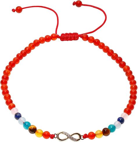 Jewever Black Obsidian with 7 Chakra Infinity Beach Anklet Bracelet for Women Foot Worry Stone Relife Anxiety Jewelry Healing Crystals and Gemstones (8.5-10 Inches) in Saudi Arabia