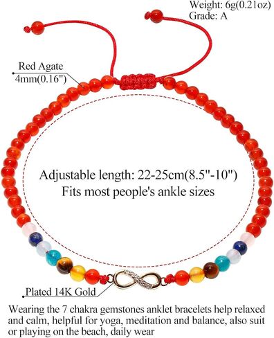 Jewever Black Obsidian with 7 Chakra Infinity Beach Anklet Bracelet for Women Foot Worry Stone Relife Anxiety Jewelry Healing Crystals and Gemstones (8.5-10 Inches) in Saudi Arabia