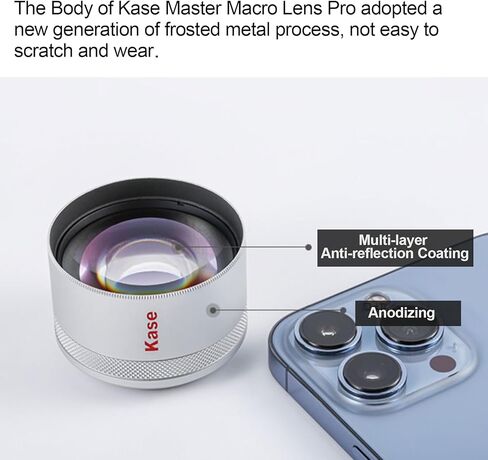 Kase HD Master Macro Phone Lens with 52mm Filter Adapter Ring for iPhone 15 14 13 12 Pro Max, Samsung, Android Smartphone, Lens Attachment (Black) in Saudi Arabia