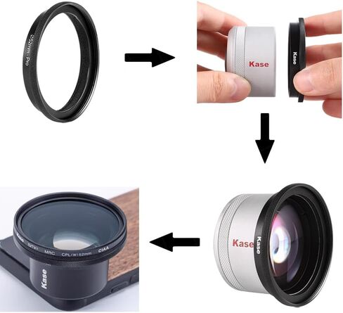 Kase HD Master Macro Phone Lens with 52mm Filter Adapter Ring for iPhone 15 14 13 12 Pro Max, Samsung, Android Smartphone, Lens Attachment (Black) in Saudi Arabia