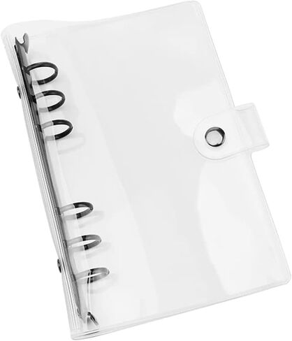 A5 Clear Soft PVC Binder Cover 6 Black Round Ring Binders Dia 20mm Snap Button Closure for A5 Loose Leaf Folder Refillable Notebook Binder Shell Protector in Kuwait