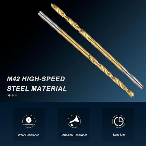 PATIKIL 3.9mm Drill Bit, M42 8% Cobalt High-Speed Steel Jobber Straight Shank 135° Titanium Nitride (TiN) Coated for Hard Metal Stainless Steel - 1 Pack in Kuwait