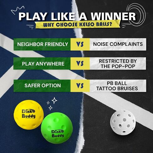 Foam Pickleball Balls - Quiet Indoor/Outdoor Pickleballs Ideal for Practice at Home - Standard and Small/Mini Training Sizes - Great for Kids, Adult, Training - (Size, Quantity) in Saudi Arabia