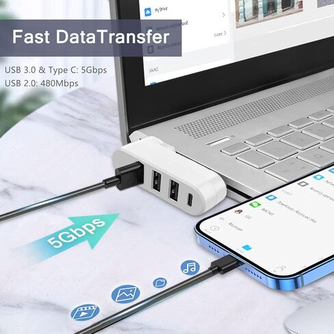 USB 3.0 Hub, VIENON Aluminium 3-Port USB Hub USB Splitter USB Expander for Laptop, Xbox, Flash Drive, HDD, Console, Printer, Camera,Keyborad, Mouse in Saudi Arabia