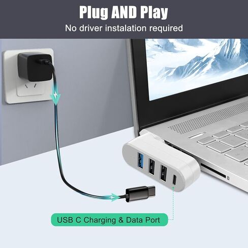 USB 3.0 Hub, VIENON Aluminium 3-Port USB Hub USB Splitter USB Expander for Laptop, Xbox, Flash Drive, HDD, Console, Printer, Camera,Keyborad, Mouse in Saudi Arabia