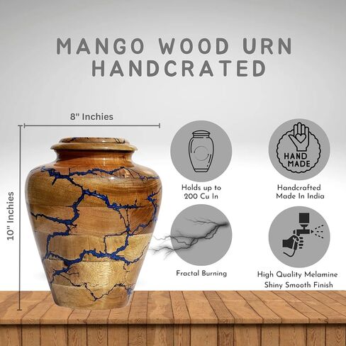 Wooden Small Keepsake Urn Designed to Hold Approximately 20 Cubic inches of Ashes, Fractal Burning Keepsake Urn Handcrafted from Premium Wood. in Saudi Arabia